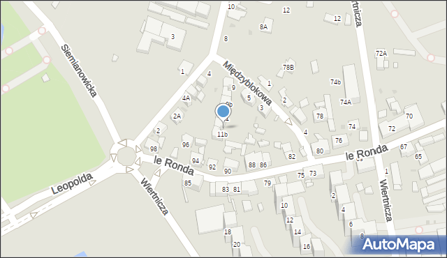 Katowice, Międzyblokowa, 11a, mapa Katowic