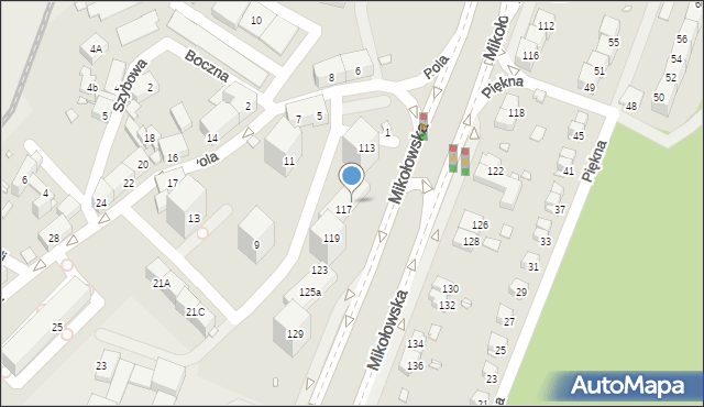 Katowice, Mikołowska, 117a, mapa Katowic