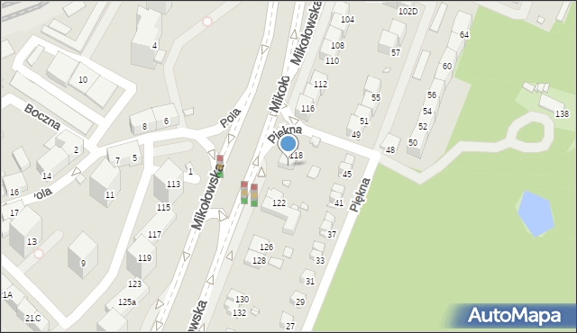 Katowice, Mikołowska, 120, mapa Katowic