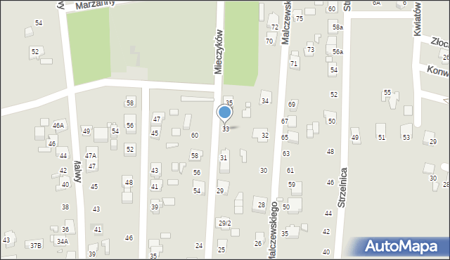 Katowice, Mieczyków, 33, mapa Katowic