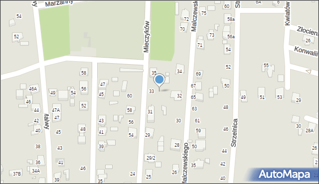 Katowice, Mieczyków, 33a, mapa Katowic