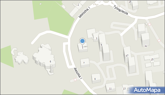 Katowice, Mieszka I, 1, mapa Katowic