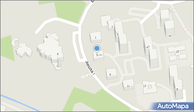 Katowice, Mieszka I, 7, mapa Katowic