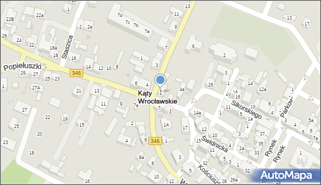 Kąty Wrocławskie, Mireckiego Józefa, 2, mapa Kąty Wrocławskie