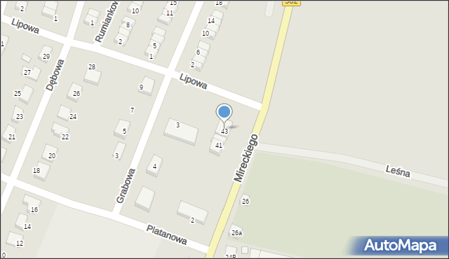 Kąty Wrocławskie, Mireckiego Józefa, 43, mapa Kąty Wrocławskie