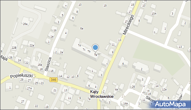 Kąty Wrocławskie, Mireckiego Józefa, 7a, mapa Kąty Wrocławskie