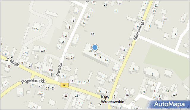 Kąty Wrocławskie, Mireckiego Józefa, 7c, mapa Kąty Wrocławskie