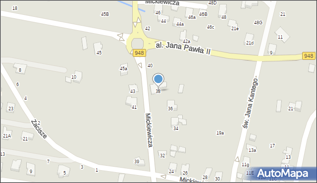 Kęty, Mickiewicza Adama, 38, mapa Kęty