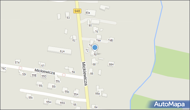 Kęty, Mickiewicza Adama, 70, mapa Kęty