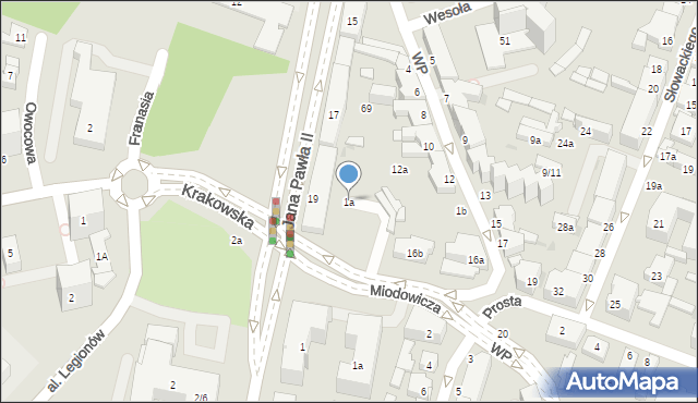 Kielce, Miodowicza Konstantego, 1a, mapa Kielc