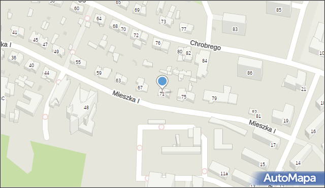 Kielce, Mieszka I, 71, mapa Kielc