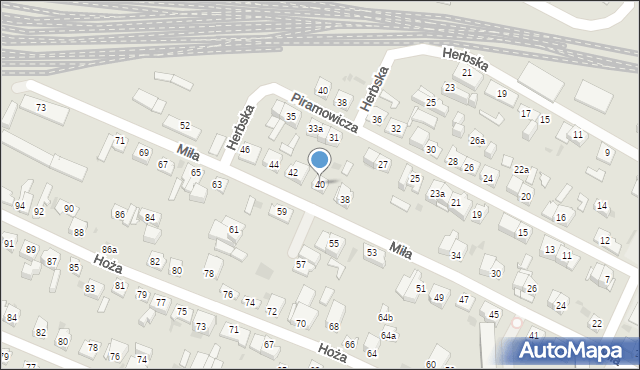 Kielce, Miła, 40, mapa Kielc