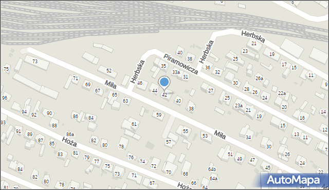 Kielce, Miła, 42, mapa Kielc