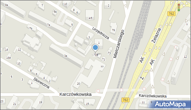 Kielce, Mielczarskiego Romualda, 71B, mapa Kielc