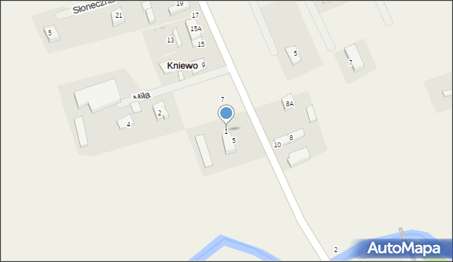 Kniewo, Miła, 1, mapa Kniewo