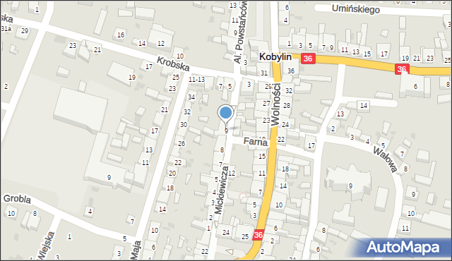 Kobylin, Mickiewicza Adama, 9, mapa Kobylin
