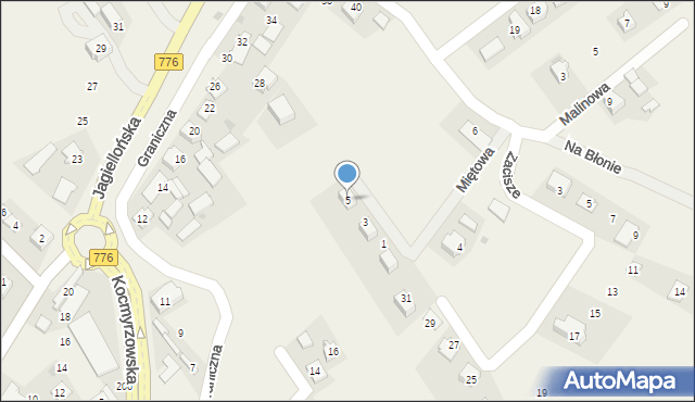 Kocmyrzów, Miętowa, 5, mapa Kocmyrzów