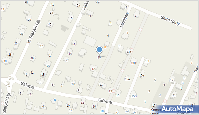 Komorów, Miodowa, 10, mapa Komorów