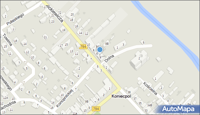 Koniecpol, Mickiewicza Adama, 4, mapa Koniecpol