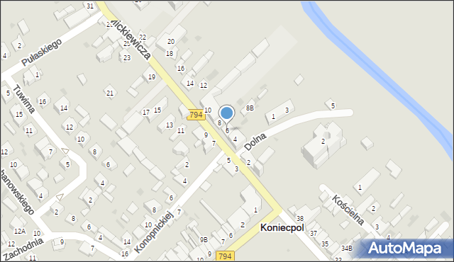 Koniecpol, Mickiewicza Adama, 6, mapa Koniecpol