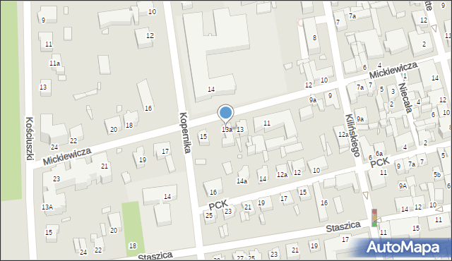Konin, Mickiewicza Adama, 13a, mapa Konina