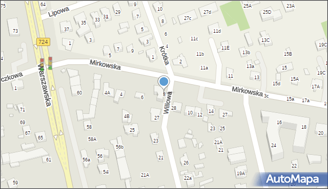 Konstancin-Jeziorna, Mirkowska, 8, mapa Konstancin-Jeziorna