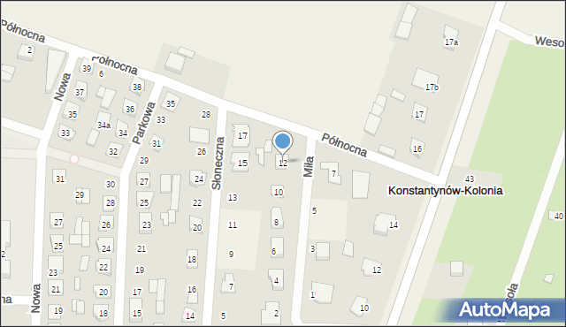 Konstantynów, Miła, 12, mapa Konstantynów