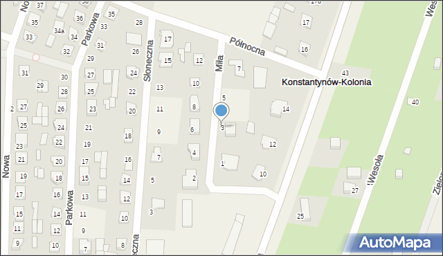 Konstantynów, Miła, 3, mapa Konstantynów