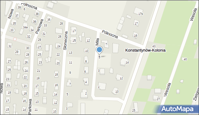 Konstantynów, Miła, 5, mapa Konstantynów