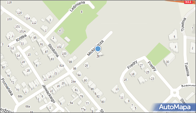 Kórnik, Mickiewicza Adama, 28, mapa Kórnik