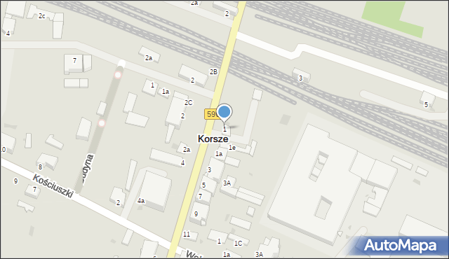 Korsze, Mickiewicza Adama, 1, mapa Korsze