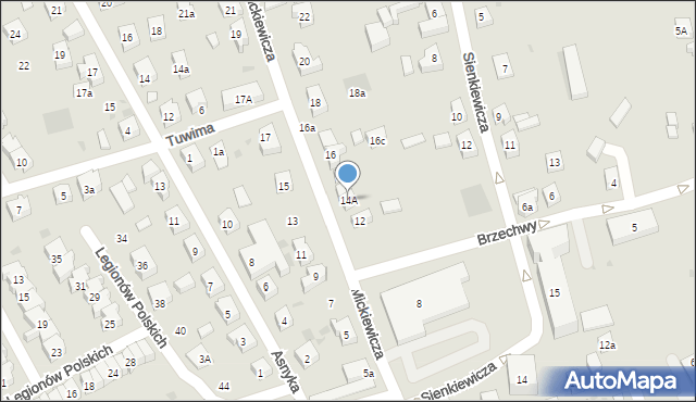 Kościerzyna, Mickiewicza Adama, 14A, mapa Kościerzyna