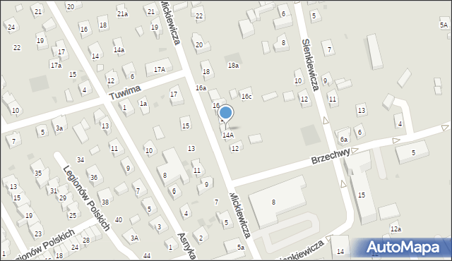 Kościerzyna, Mickiewicza Adama, 14b, mapa Kościerzyna