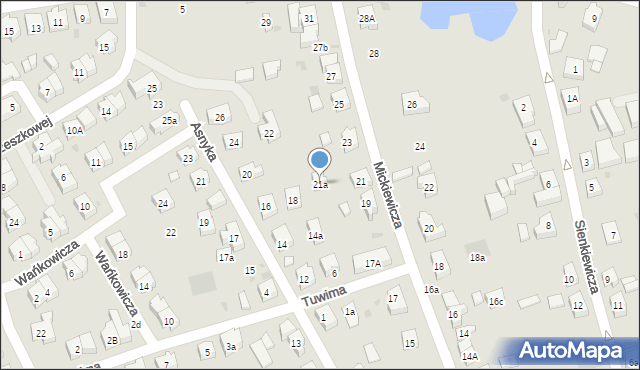 Kościerzyna, Mickiewicza Adama, 21a, mapa Kościerzyna