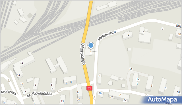 Kostrzyn nad Odrą, Mickiewicza Adama, 1, mapa Kostrzyn nad Odrą