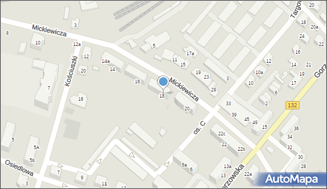 Kostrzyn nad Odrą, Mickiewicza Adama, 18b, mapa Kostrzyn nad Odrą