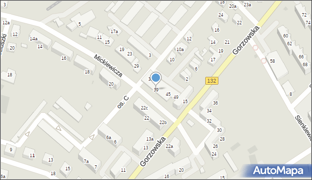 Kostrzyn nad Odrą, Mickiewicza Adama, 39, mapa Kostrzyn nad Odrą