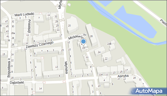 Koszalin, Mickiewicza Adama, 13, mapa Koszalina