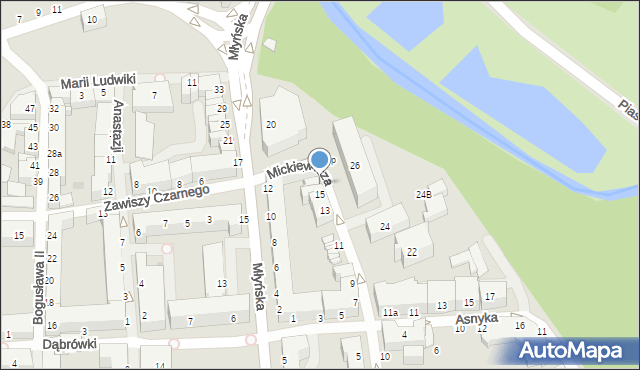 Koszalin, Mickiewicza Adama, 17, mapa Koszalina