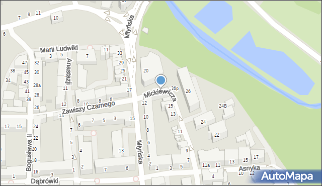 Koszalin, Mickiewicza Adama, 19, mapa Koszalina