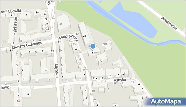 Koszalin, Mickiewicza Adama, 24, mapa Koszalina