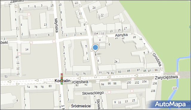 Koszalin, Mickiewicza Adama, 6, mapa Koszalina