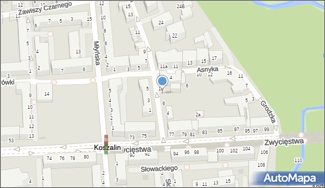 Koszalin, Mickiewicza Adama, 8, mapa Koszalina