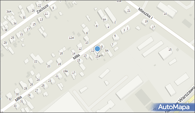 Koszalin, Miła, 11A, mapa Koszalina