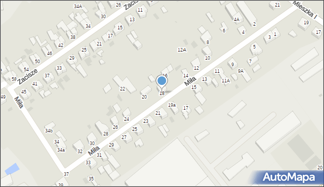 Koszalin, Miła, 18, mapa Koszalina
