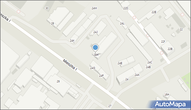 Koszalin, Mieszka I, 24H, mapa Koszalina