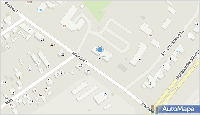 Koszalin, Mieszka I, 14, mapa Koszalina