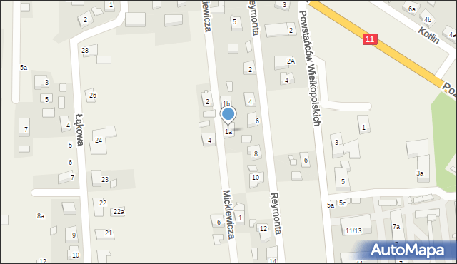 Kotlin, Mickiewicza Adama, 1a, mapa Kotlin