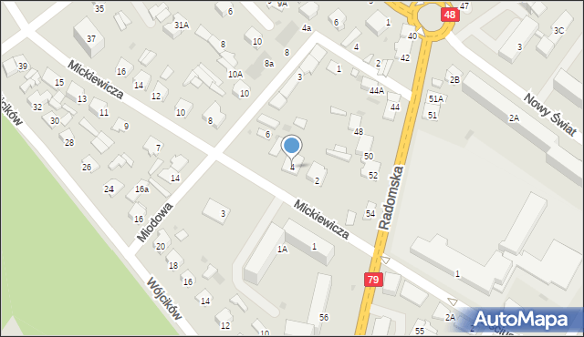 Kozienice, Mickiewicza Adama, 4, mapa Kozienice