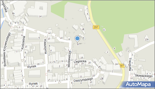 Kożuchów, Mickiewicza Adama, 4, mapa Kożuchów